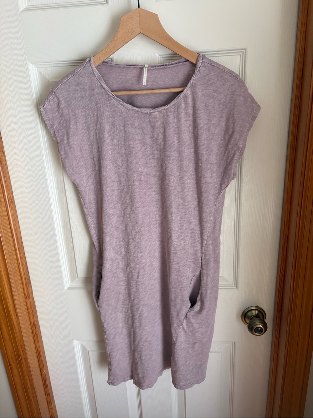 Hello Nite Los Angeles Mauve 100% Cotton Pocket Midi Dress
